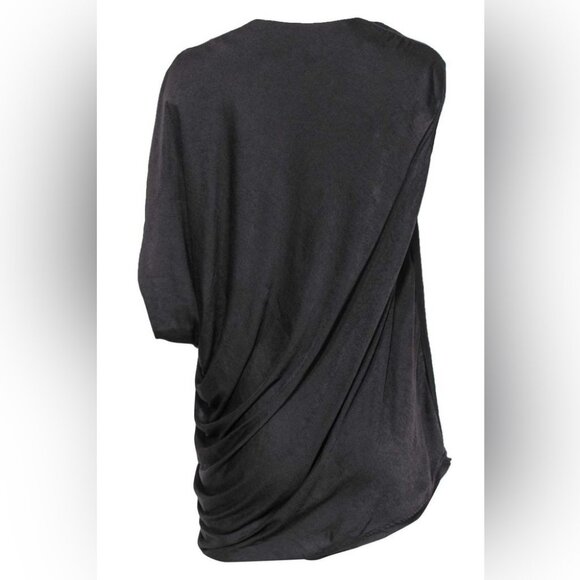 Helmut Lang Brown Satin Asymmetric Draped Blouse Top - Picture 11 of 11